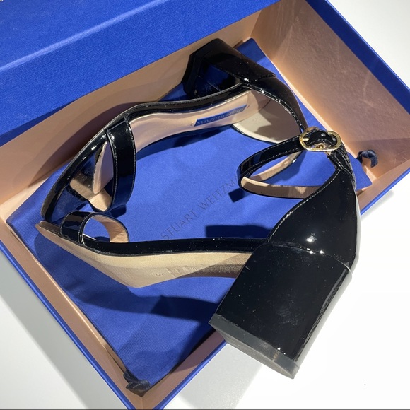 Stuart Weitzman Nearlynude block-heel sandals black patent - Picture 4 of 4